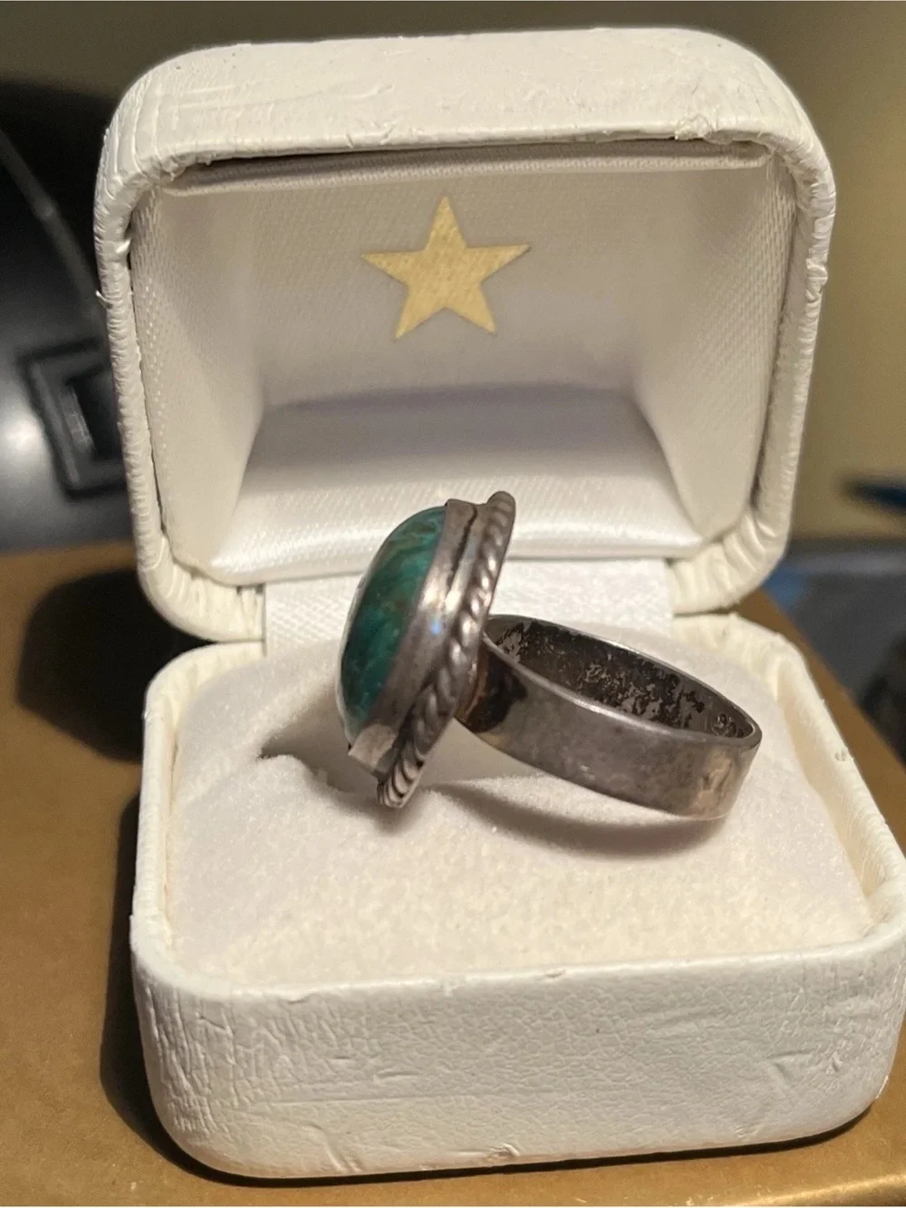 Sterling Silver Teal Turquoise Cabochon Ring